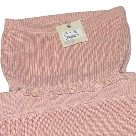 SER.O.YA Lola Strapless Distressed Sweater Mini Dress in Cintz Rose M NWT - Picture 6 of 9